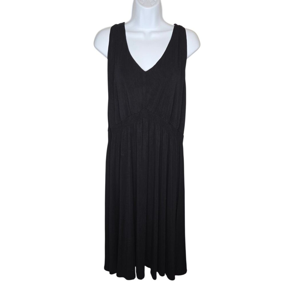 Cabi Black Parker Dress Stretch Jersey Keyhole Back Sleeveless Midi Size XL 5114